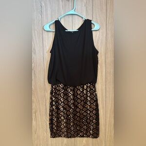 Black and Gold Sequin Dress